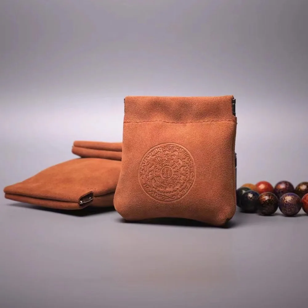 Portable Jewelry Storage Bag Cowhide Bracelet Rings Leather Jewelry Holder Bag Organizer Large Capacity Square Coin Purse Unisex