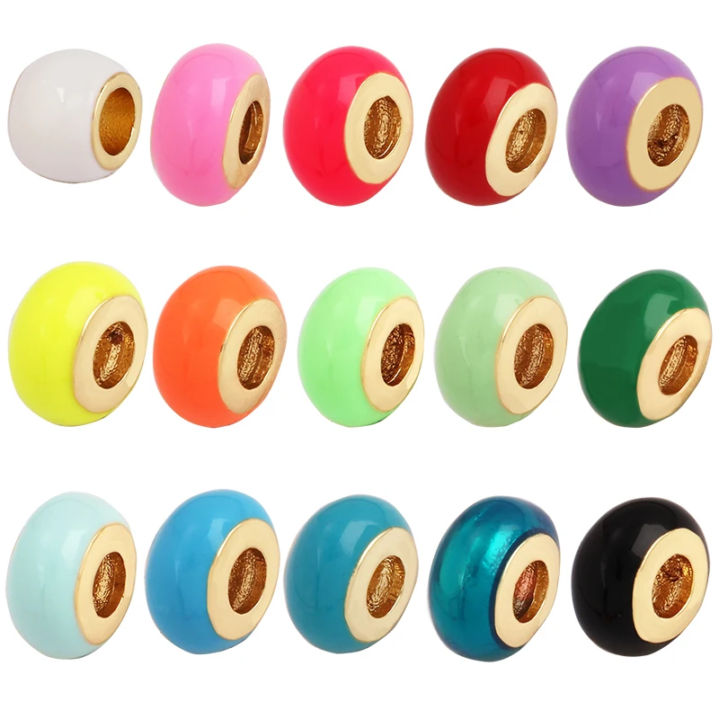 12x7 мм европейские красочные эмалированные бусины, подходят для браслета Pandora, ожерелья, серьги, очаровательные аксессуары для изготовления ювелирных изделий, поставки L58
