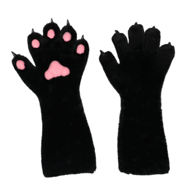 Fursuit Animal Claw Gloves for Girl Cosplay Furry Plush Paws Gloves Adult Halloween Party Dress Up Gloves Accessories