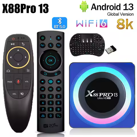 X88Pro 13 Ultra HD 8K Smart TV BOX 4G 32G 64G RK3528 Android Set Top Box BT5.0 2.4 &amp; 5G Dual Wifi6 Media Player i8 Keyboard G10S
