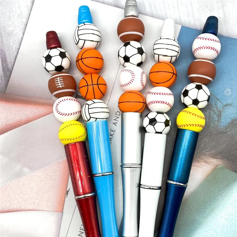 ABFS 100 peças de contas esportivas de silicone 15 mm para chaveiros, colares DIY - contas artesanais seguras e multifuncionais