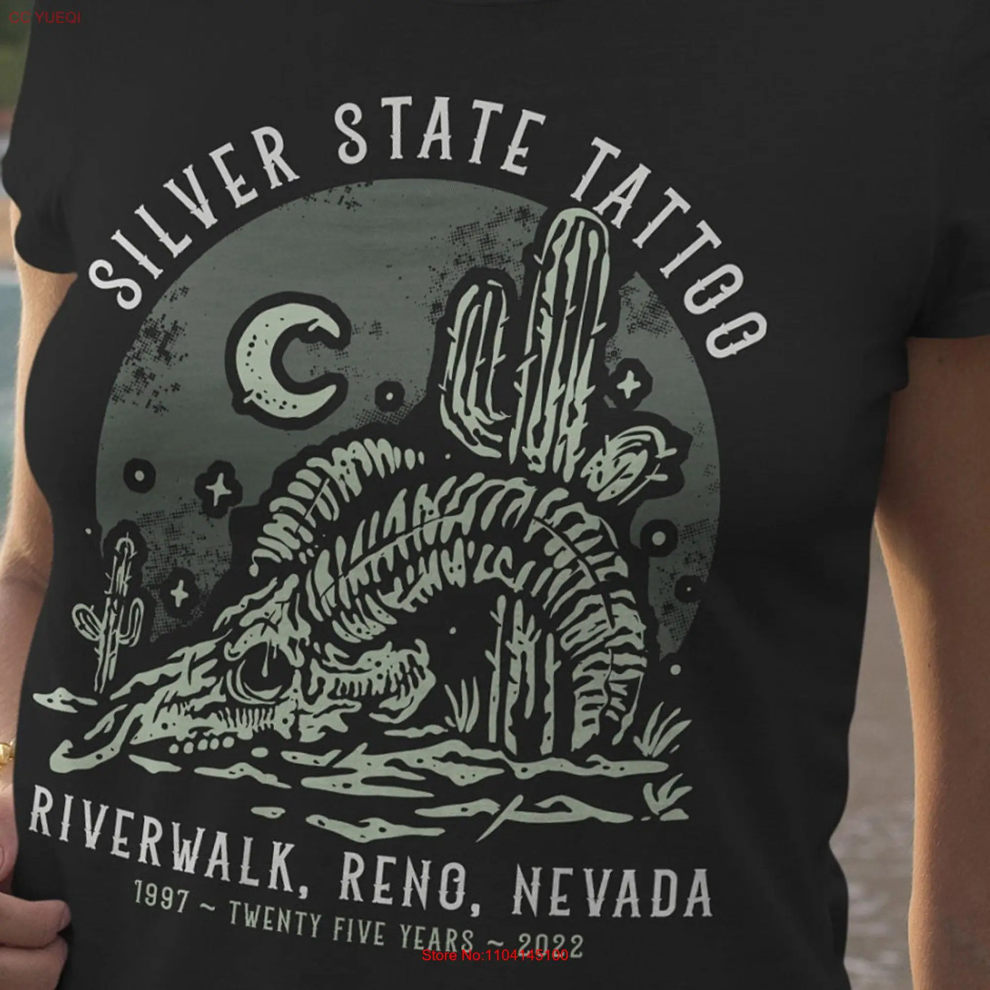 Silver State Tattoo Reno Nevada Studio Desert Cactus T Shirt Women's Fit  long or short sleeves