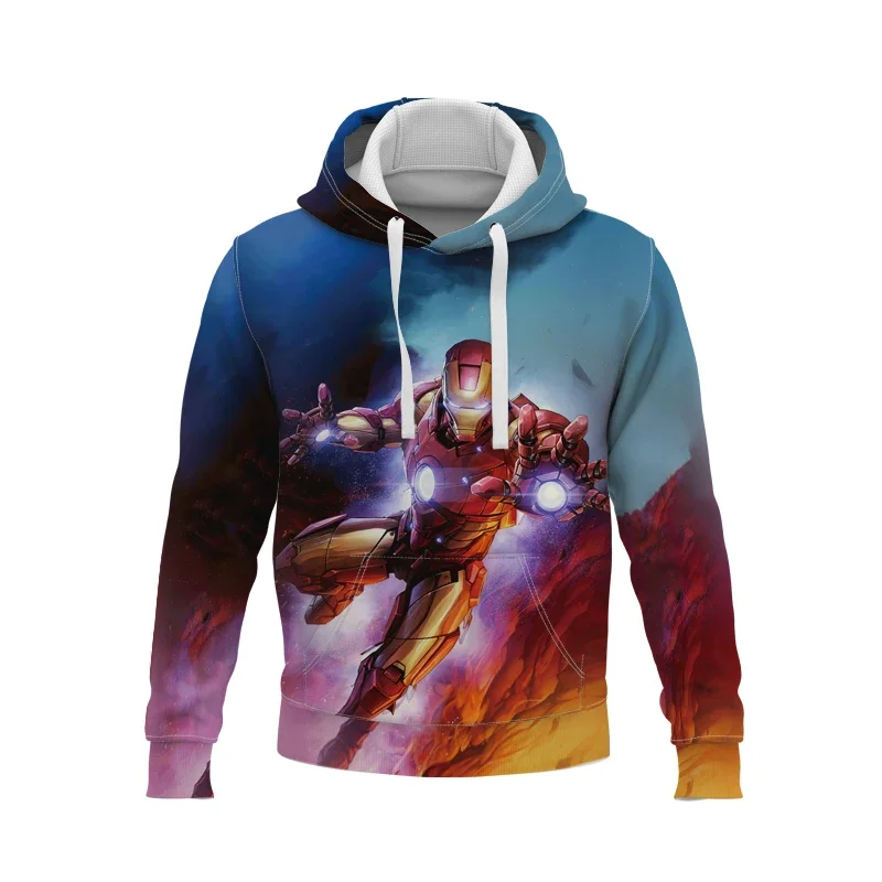 2024 Miniso Hoodies Iron Man Cartoon Anime 3D Print Streetwear Men Women Fashion Oversized Sweatshirts Hoodie Kids Pullover