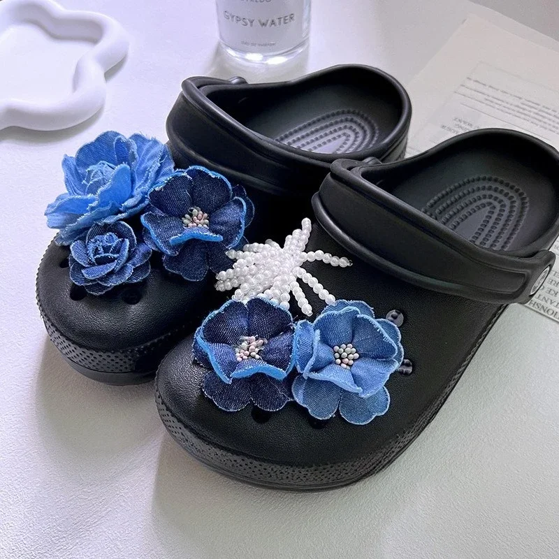 

Luxury Vintage Pearl Shoe Decorations Designer Rhinestone Elegant Clogs Accessories DIY Korean Flower Shoe Charms for Sandals
