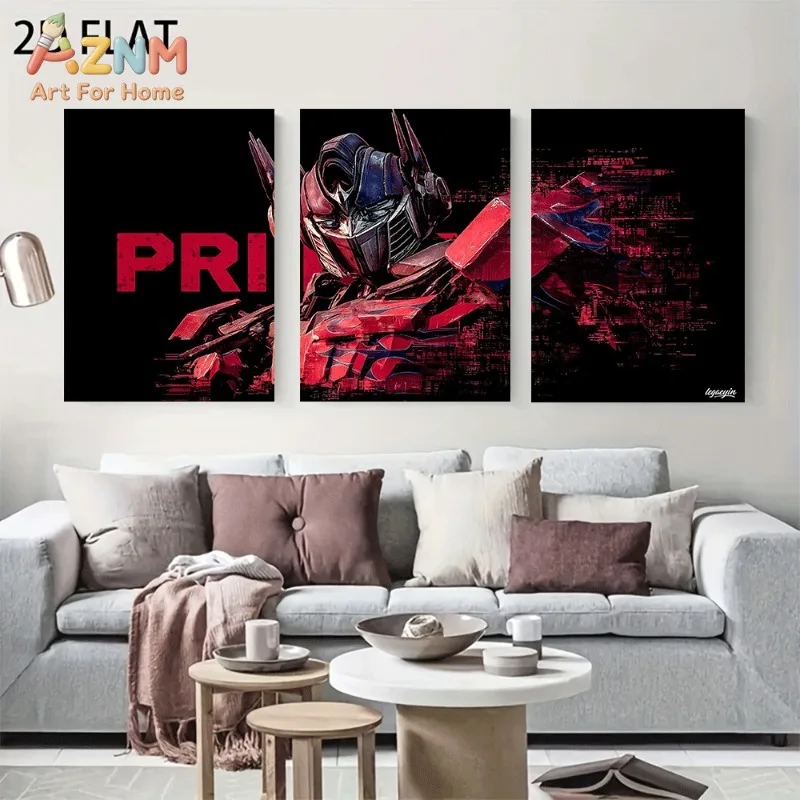 Optimus Prime Red Blue Robot Portrait With Prime Text Black Background Transformers Canvas Wall Art No Frame Movie Print Poster
