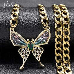 Butterfly Pendent Choker Necklace for Women Stainless Steel Clavicle Chain Wedding Party Y2K Accessories Jewelry Gift NGGS05