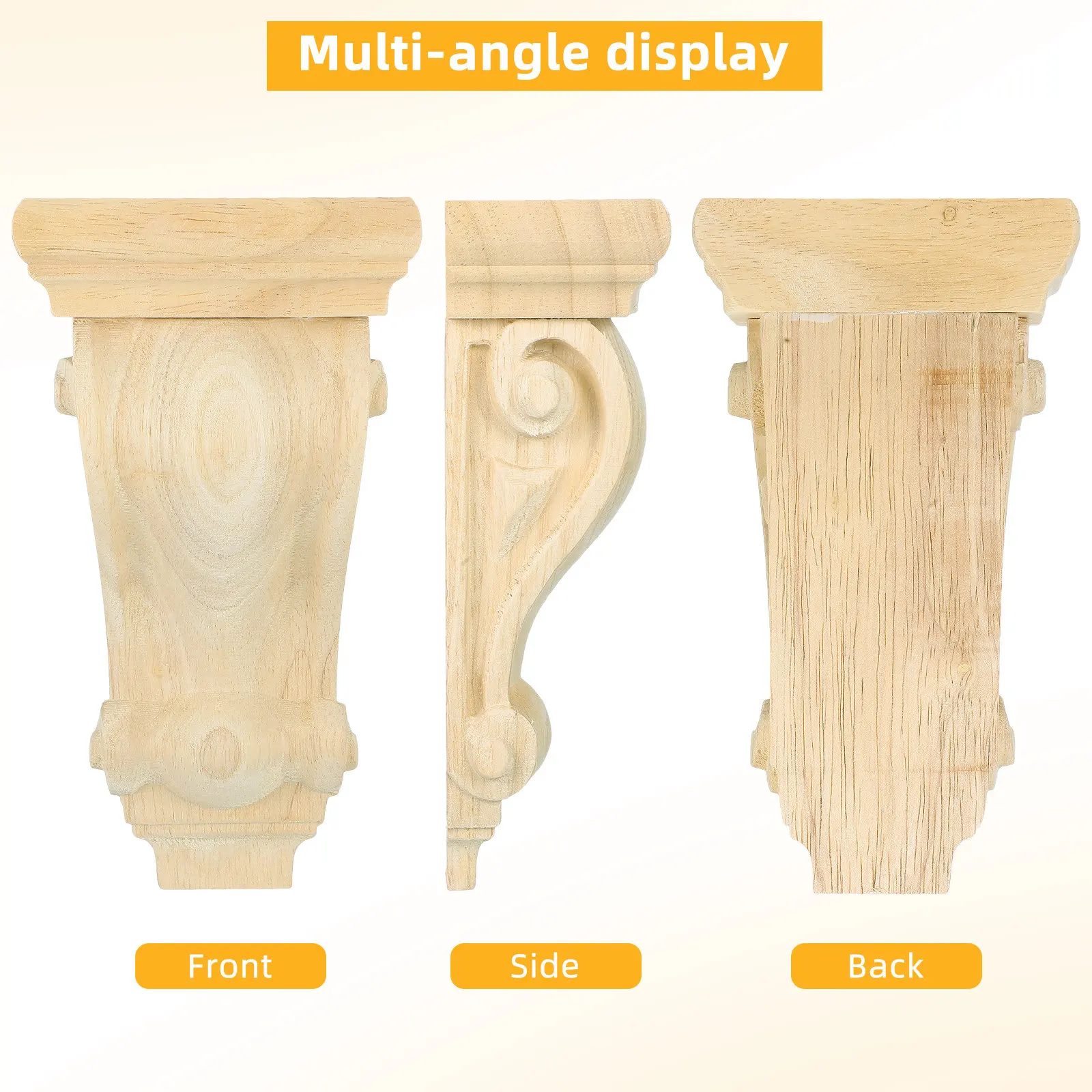 2Pcs Hand-Carved Wooden Corbels Elegant European Design Decorative Wall Corbels for Living Room Bedroom Dresser Wardrobe Onlay