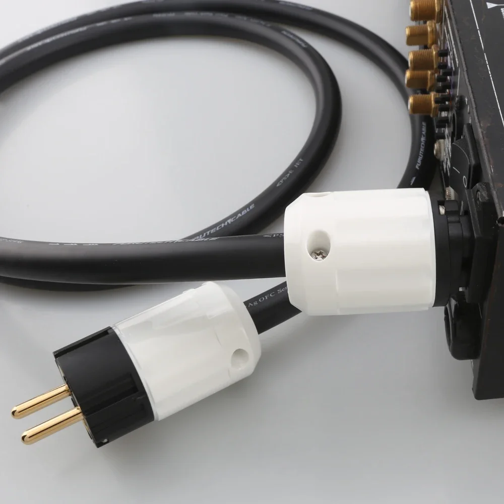 

HIFI FP-314Ag Silver Plated Power Cable EU/US Plug with P-320E Gold Plated Schuko Plug AC Cable for Audio Equipment