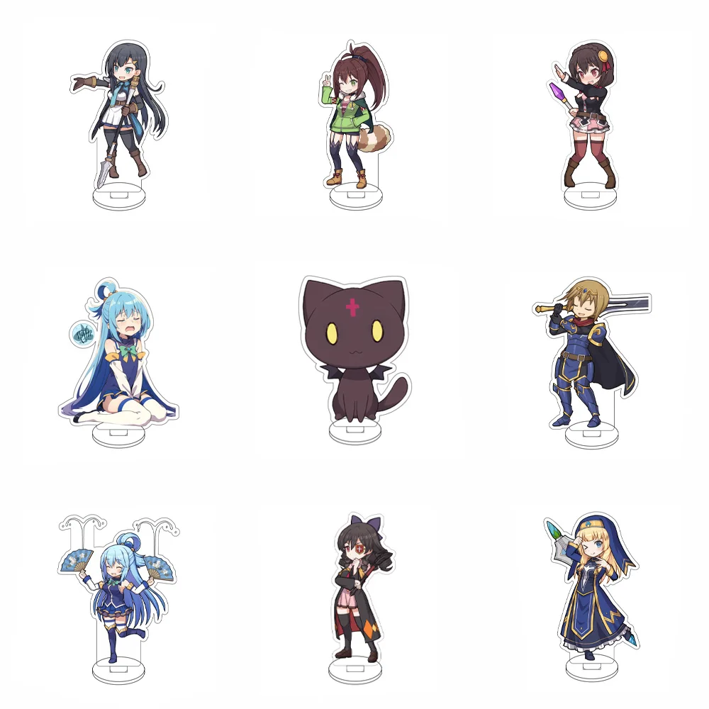 10CM Anime God's Blessing On This Wonderful World Season  Figure Stand Model  Aqua/Megumin Cute Desk Decor Standing Sign Gifts