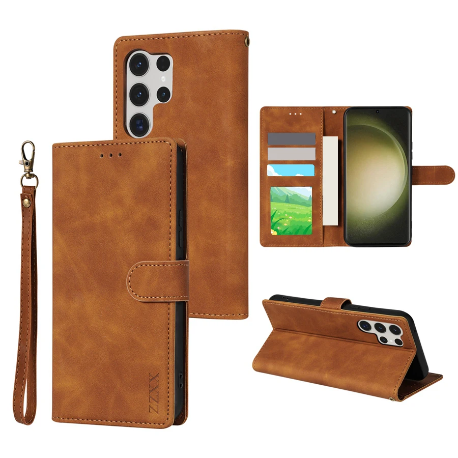 Hautfreundliche Brieftaschenhülle mit Kartenfach, Ständerfunktion und magnetischem Flip-Design aus Leder für Samsung Galaxy S26 Ultra, S25 Plus, S24 FE, A08, A17, A18, A37, A57 – Detail 19