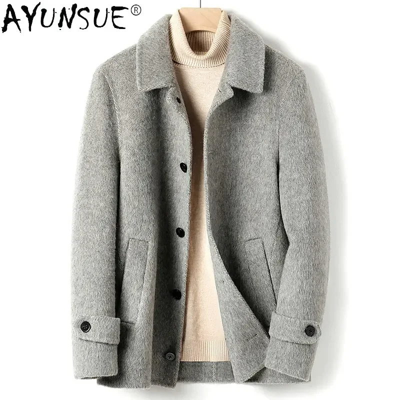 AYUNSUE 100% Wool Double-sided Wool Jacket Men\'s Short High-end Spring Autumn Coats Men\'s Clothing Casual Clothes Abrigo Hombre