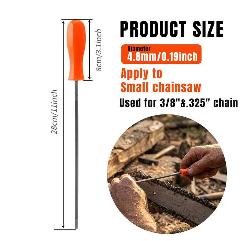 Hexagonal File for Chainsaw Chain Sharpening 4.0mm 4.8mm 5.5mm Precision Angle Tool for 3/8 Pitch For Power Chainsaw