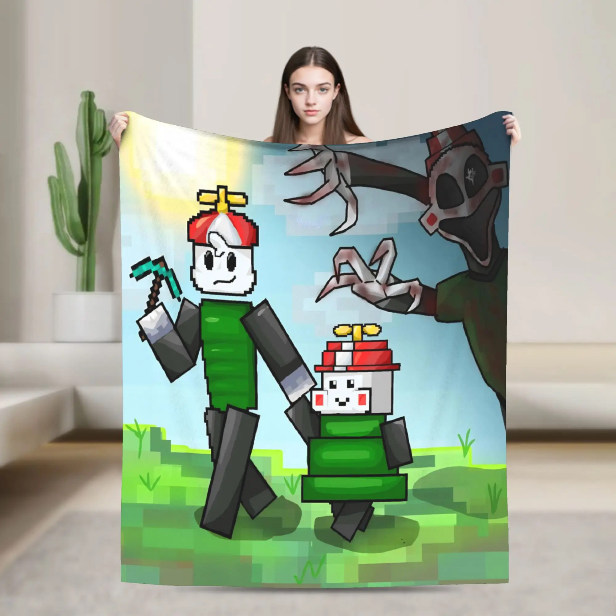 Omenaso Youtuber Gaming Fleece Blankets Horror Customized Throw Blankets for Home 150*125cm Plush Thin Quilt