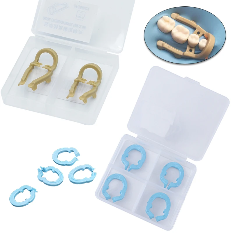 

1 Box Dental Rubber Dam Clamp Barrier Clip Resin Material Separator Ring Can Autoclavable Long/Short Dentistry Tools