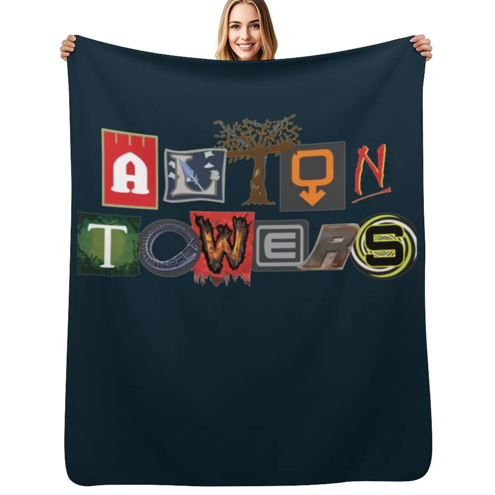 

Alton Towers Collage Throw Blanket Luxurious Soft Blanket Holiday Gift for Family