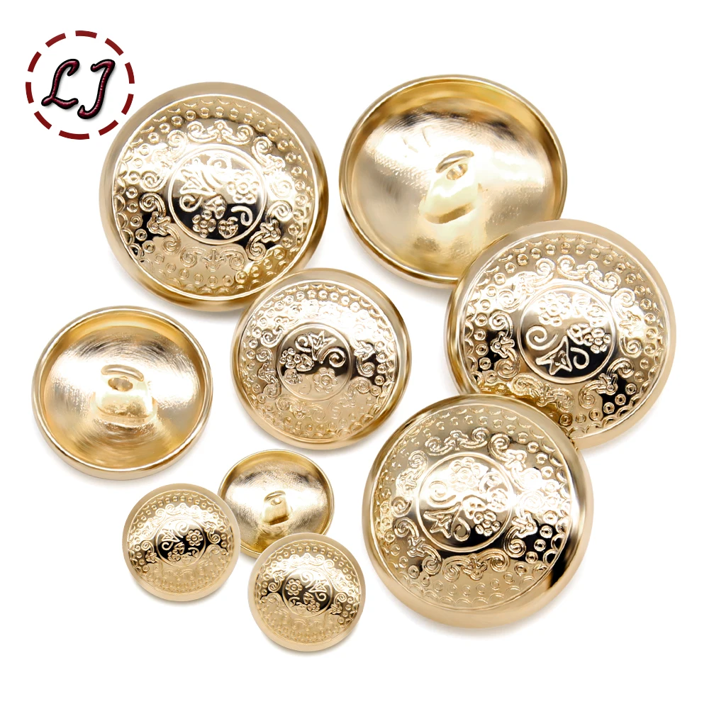 New 10pcs 21mm Fashion Classic Uniform Sewing Button Decorative Gold Buttons For Women Clothing Overcoat Suit Accessories DIY