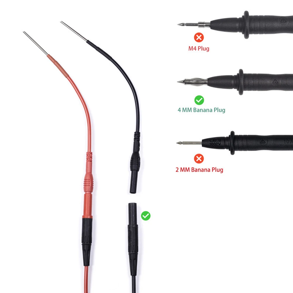 1 Pair Multimeter Hook Test Cable Silicone Flexible Spoon Back Probe Test Leads 4mm Female Adapter Cable Pin-Plug Terminal 18AWG