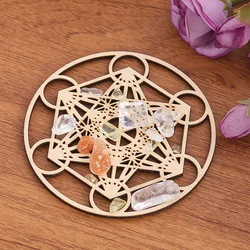 Geometric Round Wooden Boards Sacrosanct Metatron Motifs Crystal Placement Mat Yoga Meditation Energy Hanging Wall Accessories
