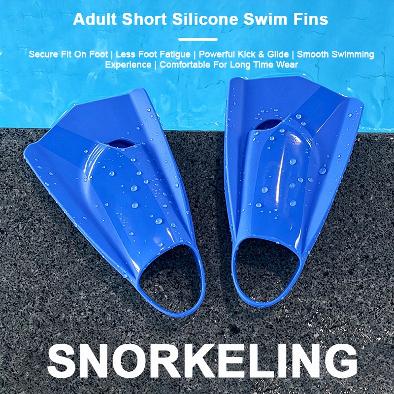 palmes-de-natation-courtes-de-couleur-unie-a-talon-ouvert-reglable-en-silicone-unisexes-pour-adultes-ideales-pour-l'entrainement-a-la-natation-le-snorkeling-et-la-plongee