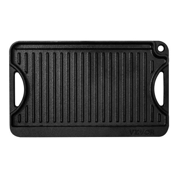 

Реверсивная сковорода-гриль размером 14x8,5 дюйма, предварительно приправленная сковорода для барбекю, чугунная, черная