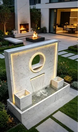 HYS simple modern light luxury courtyard garden fish pond water curtain wall running water screen landscape decoration ornament