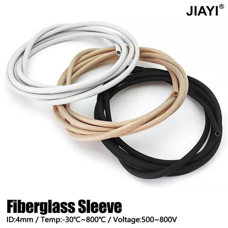 5M Fiberglass Tube 4mm HTG Cable Sleeve Soft Chemical Glass Fiber Braided Sleeving High Temperature Insulated Wire Protect Hose