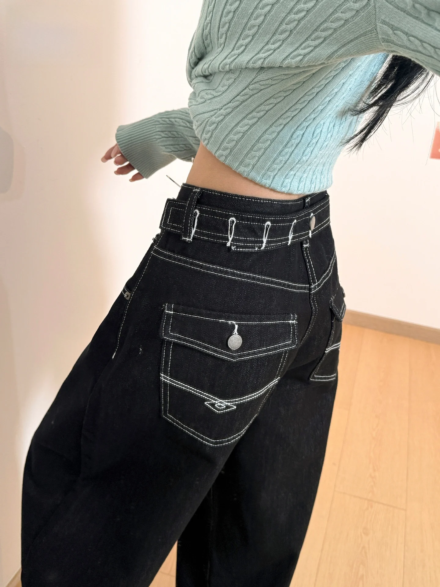 

Джинсы с высокой талией, широкими штанинами и прямым кроем для женщин: летние, повседневные, свободного кроя, с эффектом стройности, в стиле Lazy Style