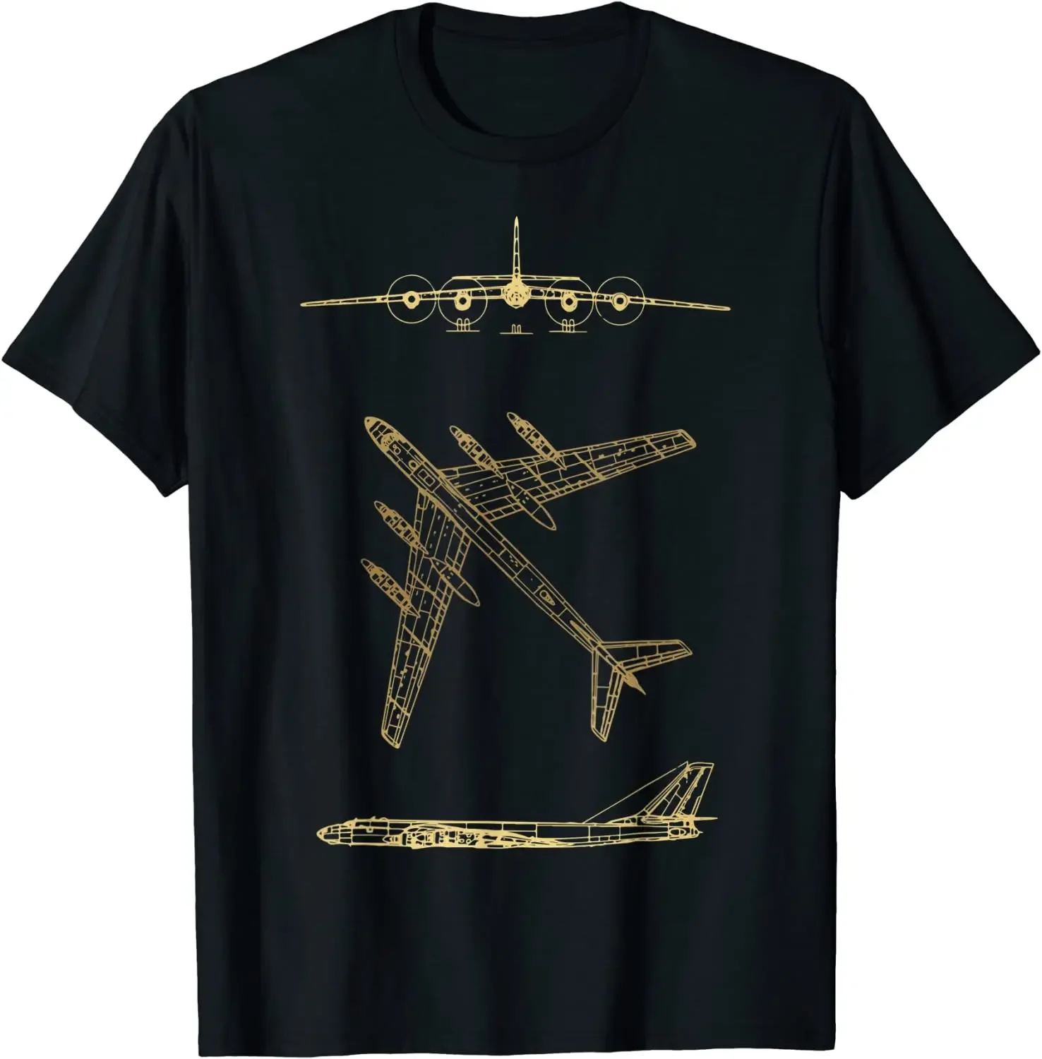 Soviet Russia Tu-95 Strategic Bomber Schematics Diagram T-Shirt 100% Cotton O-Neck Short Sleeve Casual Mens T-shirt Size S-3XL