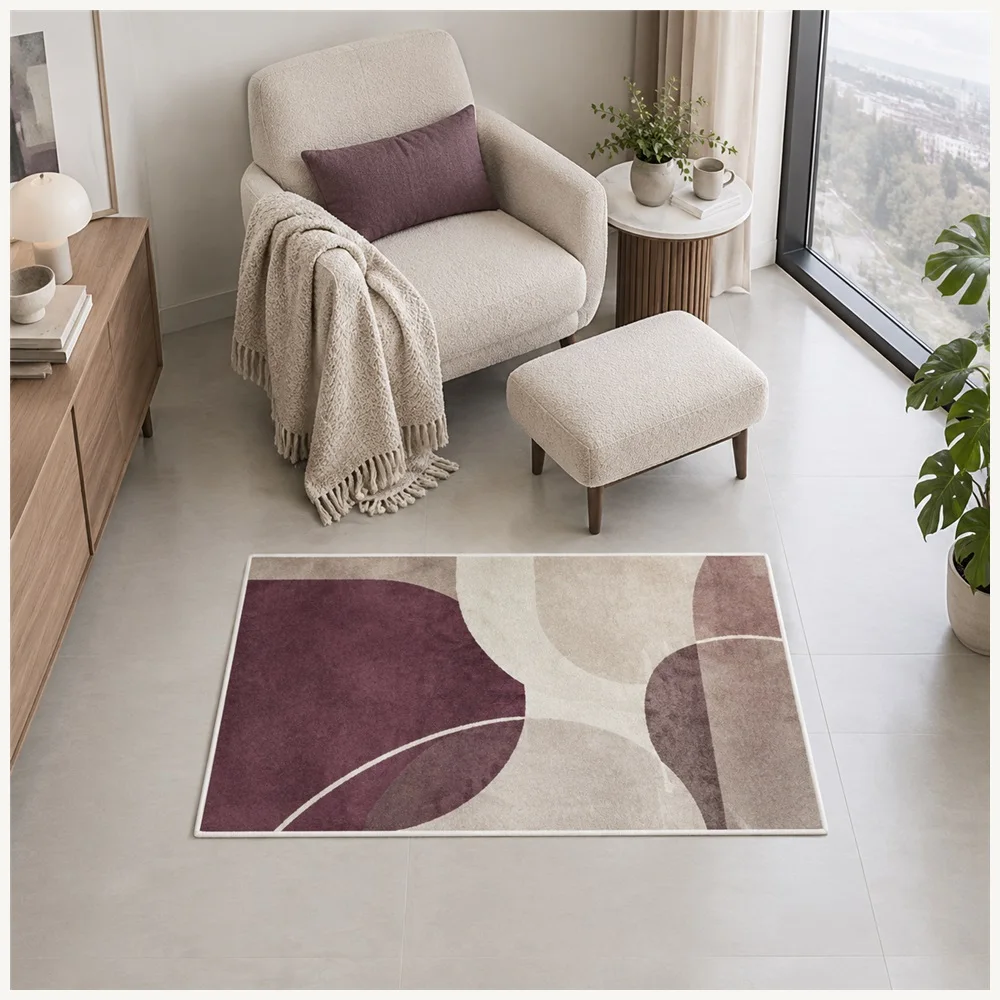 VIKAMA Abstract Wabi Sabi Door Mat, Anti Slip Machine Washable Flannel Rug, Contemporary Floor Mat for Bedroom, Porch