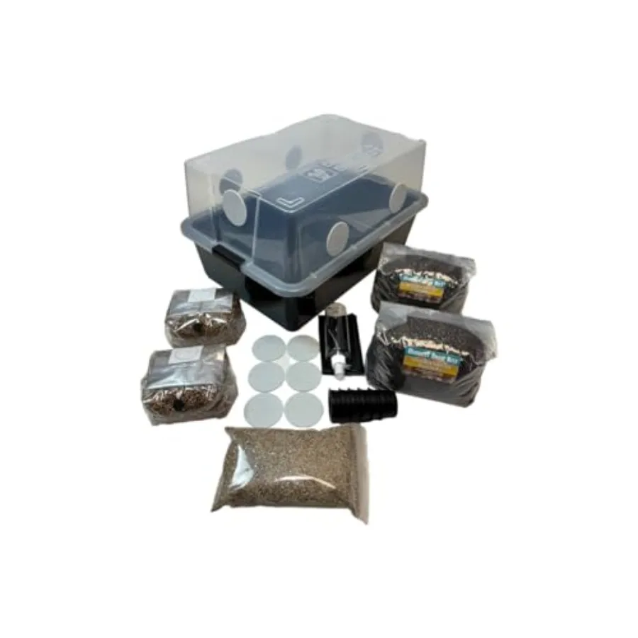 

Mushroom Monotub Large 66Q Grow Kit for Dung-Loving Mushrooms Includes Sterilized Grain Spawn Bags Bulk Substrate Vermiculite F