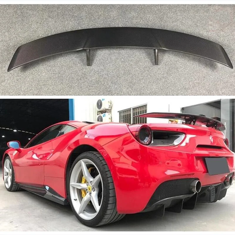 For Ferrari 488 2015-2023 Real Carbon Fiber Spoiler Rear Wing Trunk Lip High Quality Splitter