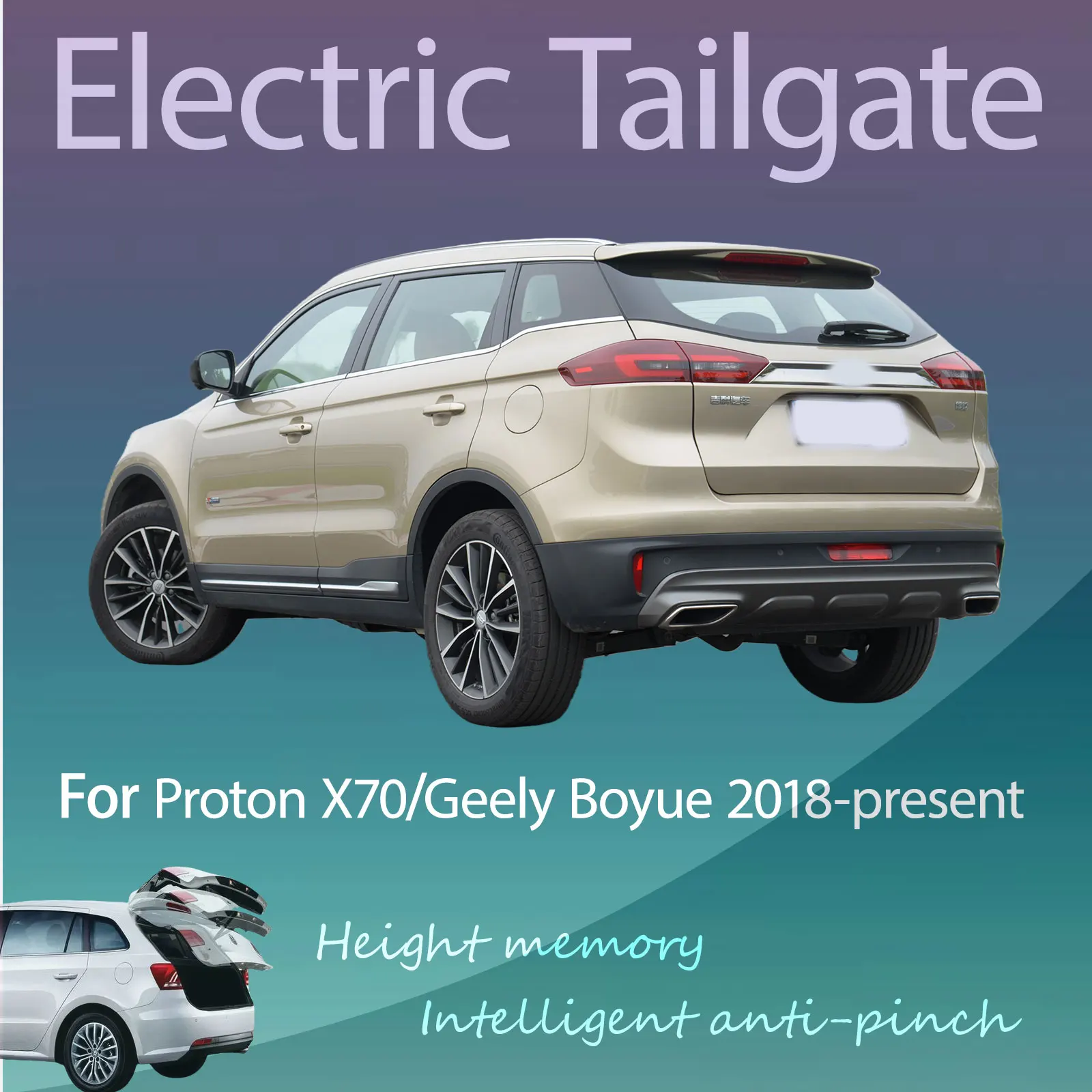 

For Proton X70/Geely Boyue 2018-present Electric Tailgate with Sensor Trunk Anti-pinch Memory Height Intelligent Operation