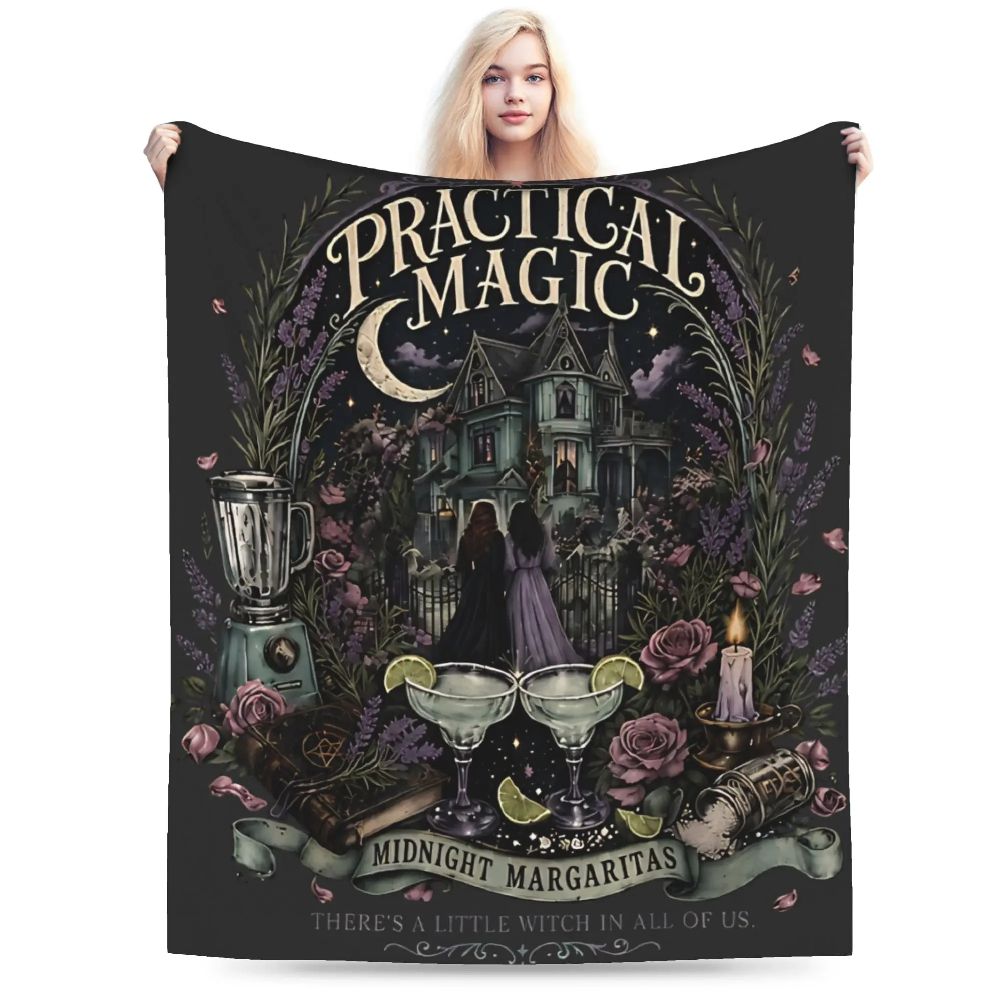 Practical Magic Midnight Margaritas Witchcraft Witchy Gothic Blanket Coral Fleece Plush Throw Blankets for Sofa Rug Piece