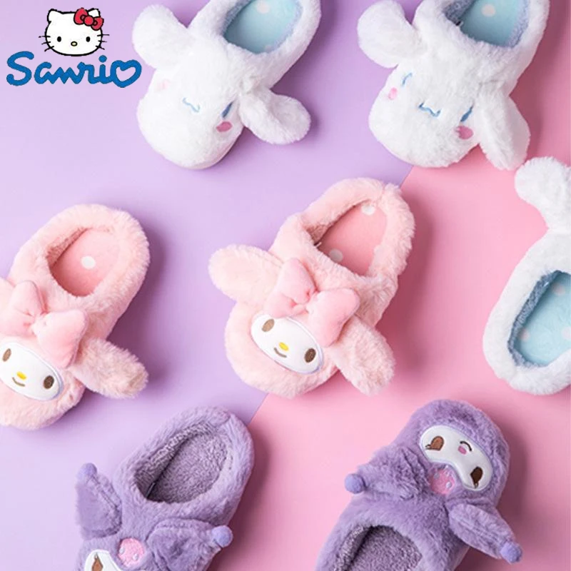 

Sanrio Kawaii Cartoon Slippers Adult Children Kuromi Hellokitty Mymelody Cinnamoroll Indoor Outdoor Slipper Anime Cosplay Winter