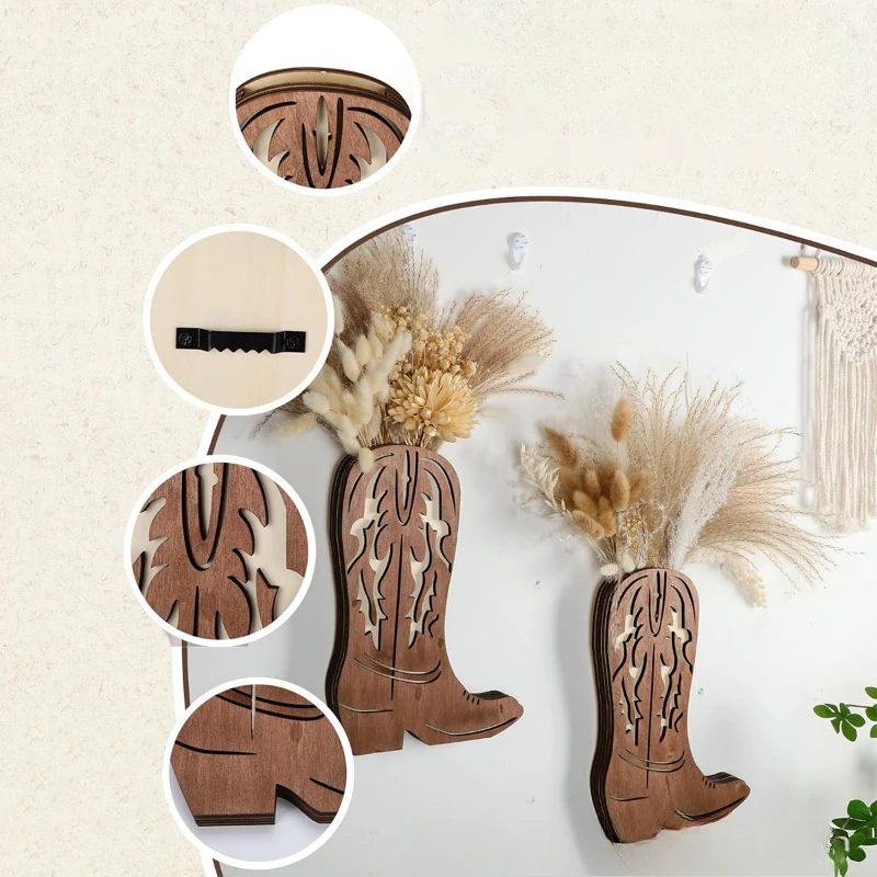 

1 pcs Unique Boot-Shaped Vase for Indoor Plants with Hanging Pocket Wall-Mounted Decoration, Perfect Home Décort and Accent