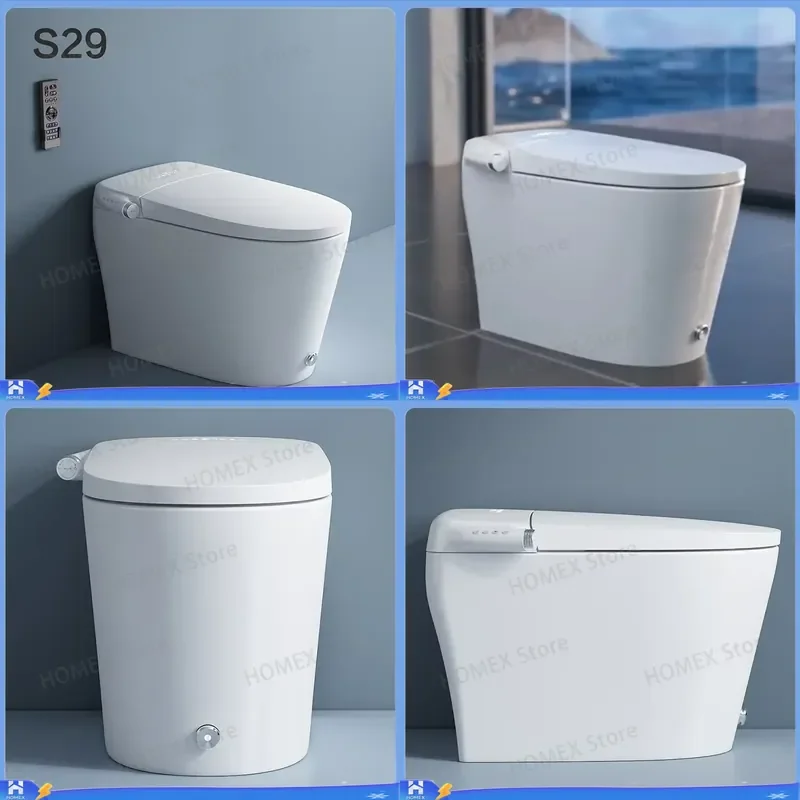 Modern Luxury Ceramic Smart Toilet Automatic Instant Heating Seat Bidet Function Remote Control One Piece Bathroom Sanitary