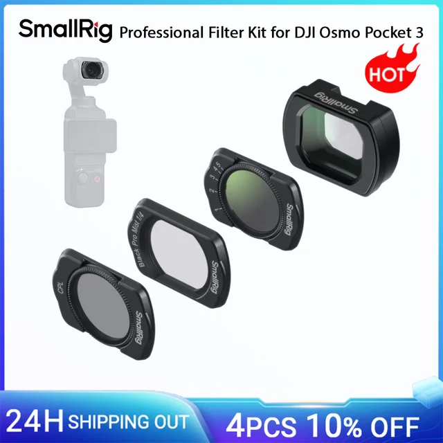 Kit de filtro profissional SmallRig para DJI Osmo Pocket 3 com efeito CPL/1/4 névoa preta/filtro variável ND2-ND32 e lente grande angular