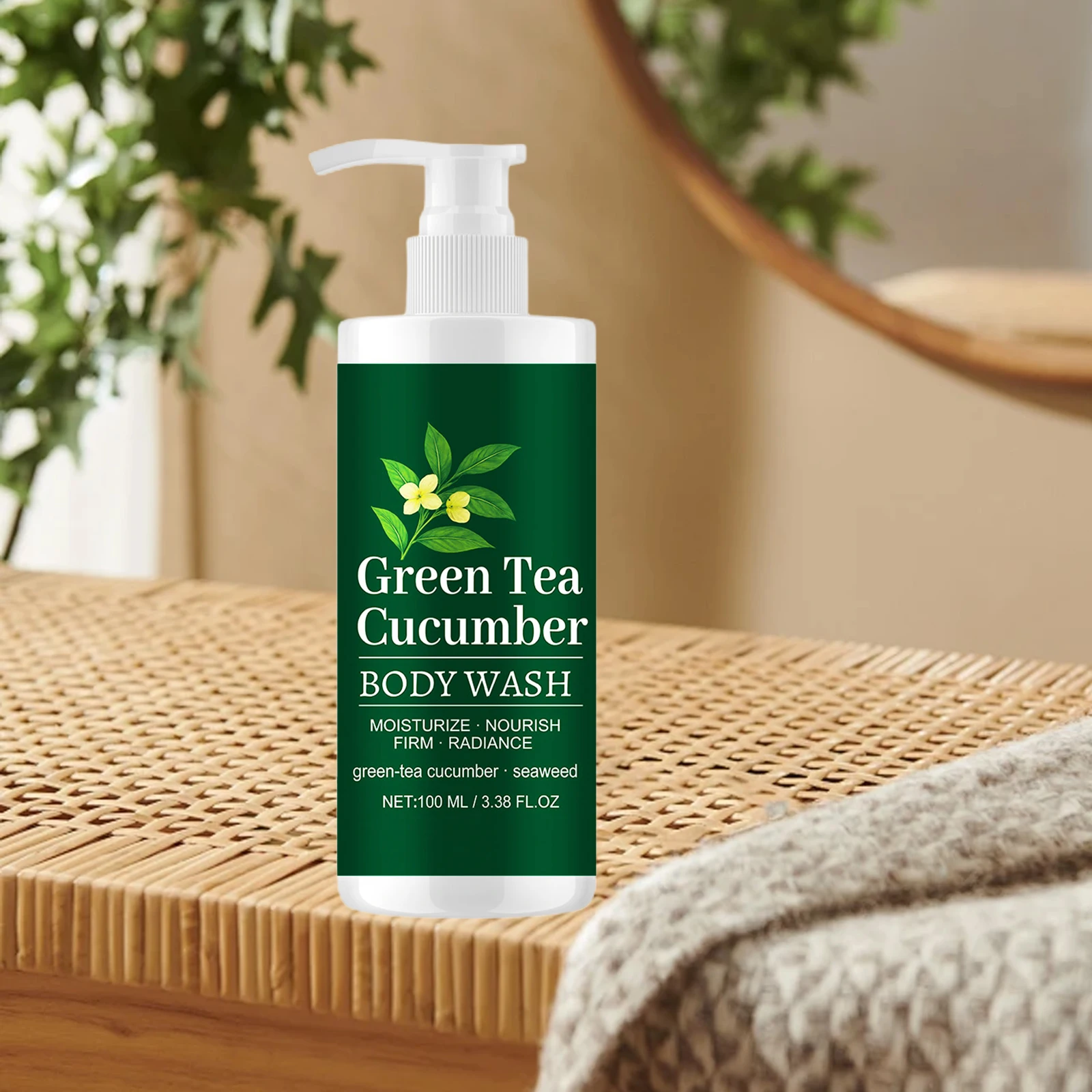 

Green Tea Body Wash Gentle Cleansing Moisturizing Brighten Skin Tone Remove Dirt Smoothing Body Relaxing Refreshing Shower Gel