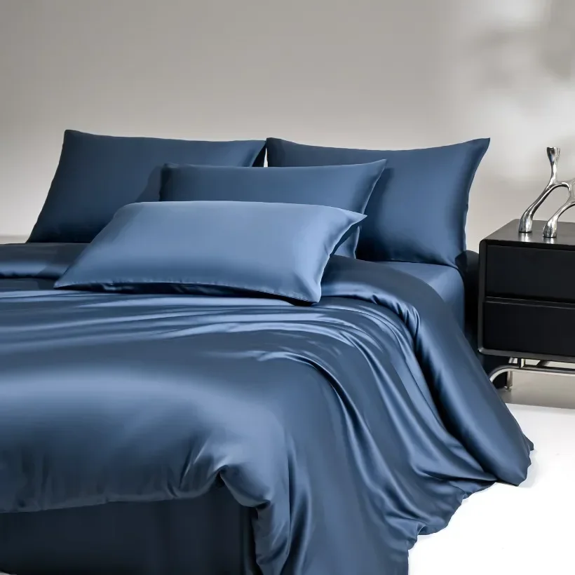 3/4pcs Mulberry Silk Bedding Set Duvet Cover Flat Sheet Pillowcase Set Natural Silk Single Queen King Duvet Set Gift Box