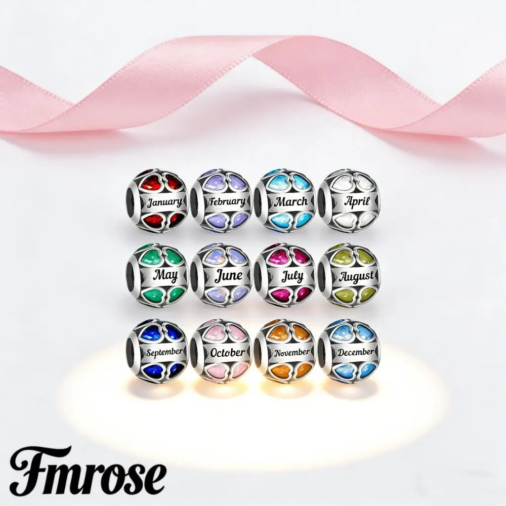 Anhänger für Original-Armbänder, Geburtsstein-Perlenanhänger, S925 Silber Geburtsstein-Perlenanhänger für Frauen und Mädchen, DIY-Schmuckgeschenke