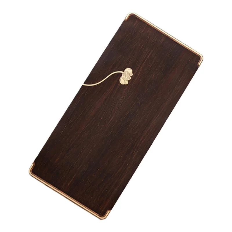 

Tea tray inlaid with copper, household whole walnut solid wood, small tea table retro dry bubble tray