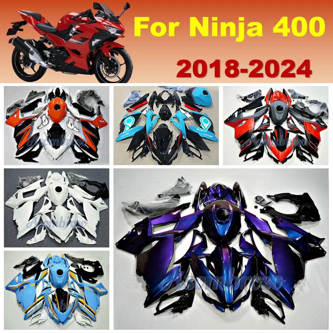 Custom Bodywork set fairing kit for Ninja400 2018-2024 2019 2020 2021 2022 2023 Chameleon Purple Blue Fairings