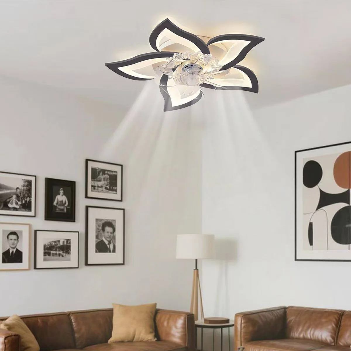 

IRALAN Ceiling Fan with Lights Modern Flower Flush Mount Reversible Ceiling Fan for Living Room, Bedroom, Indoor