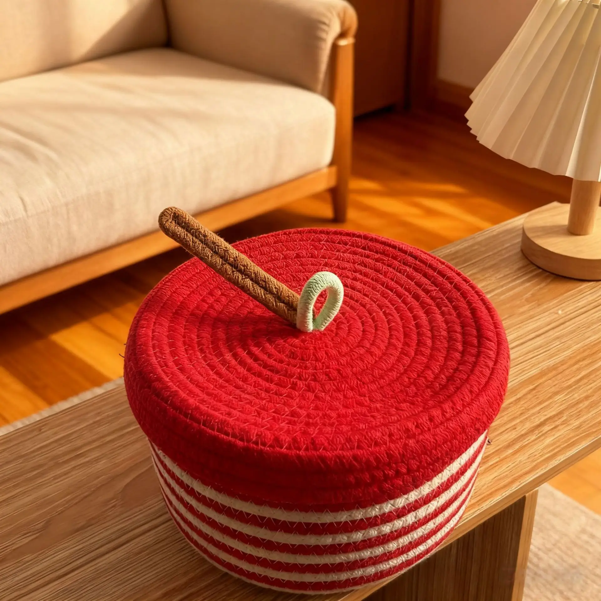 

Creative storage bag storage box woven belt cover snack pet toy storage basket cosmetics facial mask home