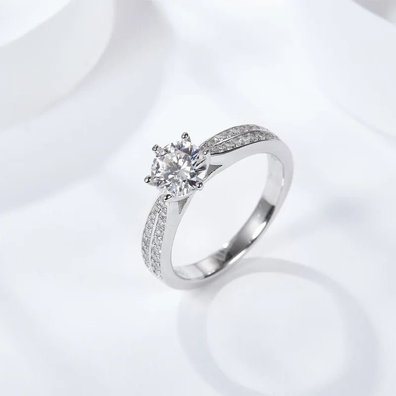 

New Moissanite 925 Sterling Silver Ring for Women 2 Carat Moissanite Diamond Eternity Bands 6 Claws Starlight Queen Fine Jewelry