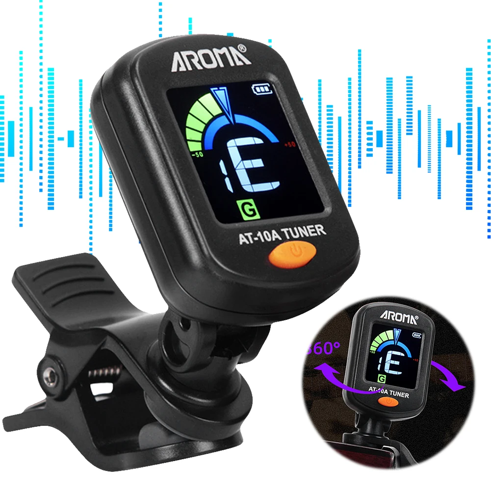 

Цифровой электронный тюнер, складной вращающийся тюнер для акустической гитары, тюнер для электрогитары для акустической гитары, укулеле, бас-скрипка