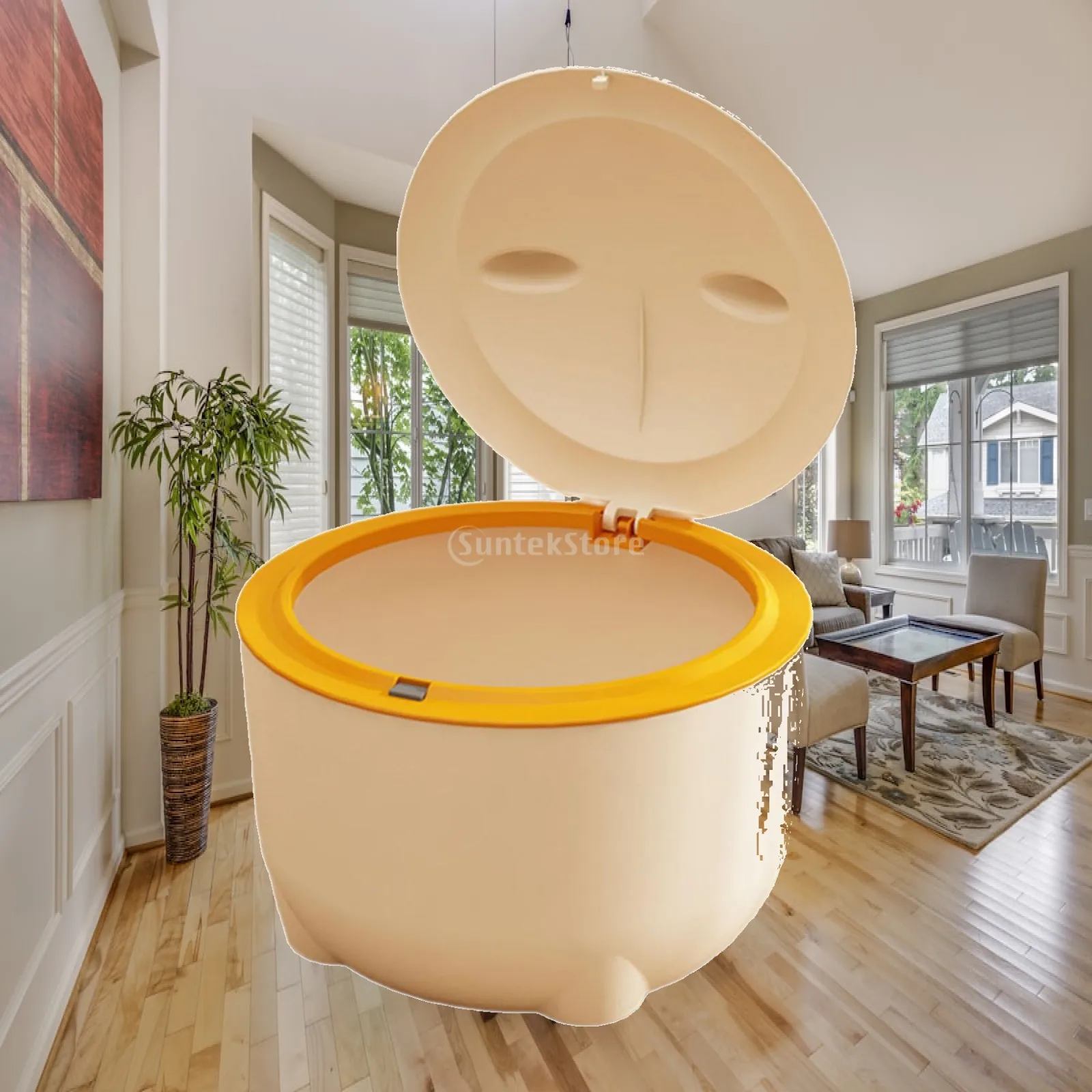 Hooded Cat Toilet Cleaning Litter Bin Two Tier PP Container Sealed Lid Odor Blocking Design for Indoor Cats and Kittens