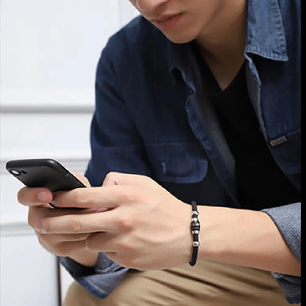 Hot Sale Stainless Steel Anti-static Wireless Magnet Negative Ion Energy Sport Silicone Bracelets for Men Women