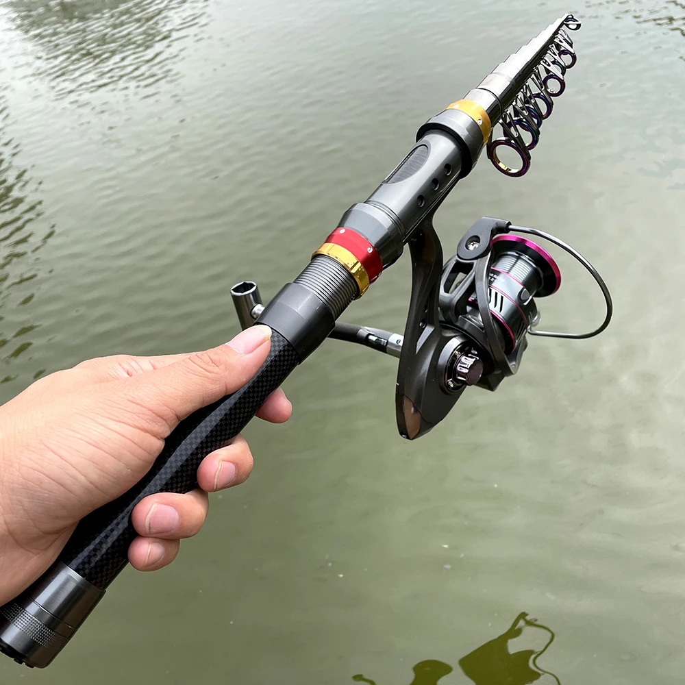 Portable Telescopic Fishing Rod Combination 1.8-3.6m with Reel Maximum Resistance 3-8kg Gear Ratio 5.2:1 Fishing Accessories