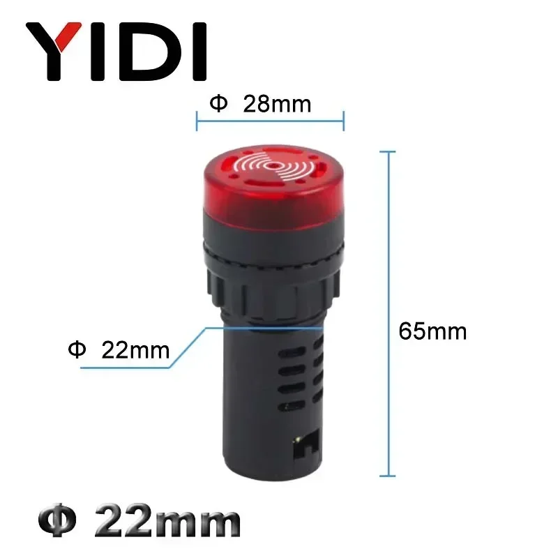 Imagem -02 - Led Panel Mount Luz Indicadora Buzzer Alarm Signal Lamp Vermelho Verde Amarelo Flash 12v 24v 110v 220v Ad1622sm 22 mm